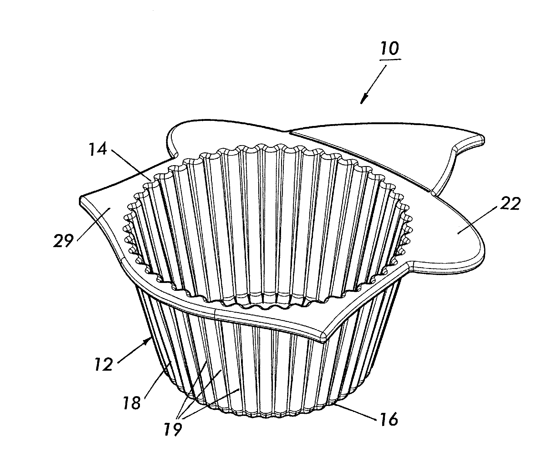 Decorative and stiffened mold for cupcakes, muffins and moldable food