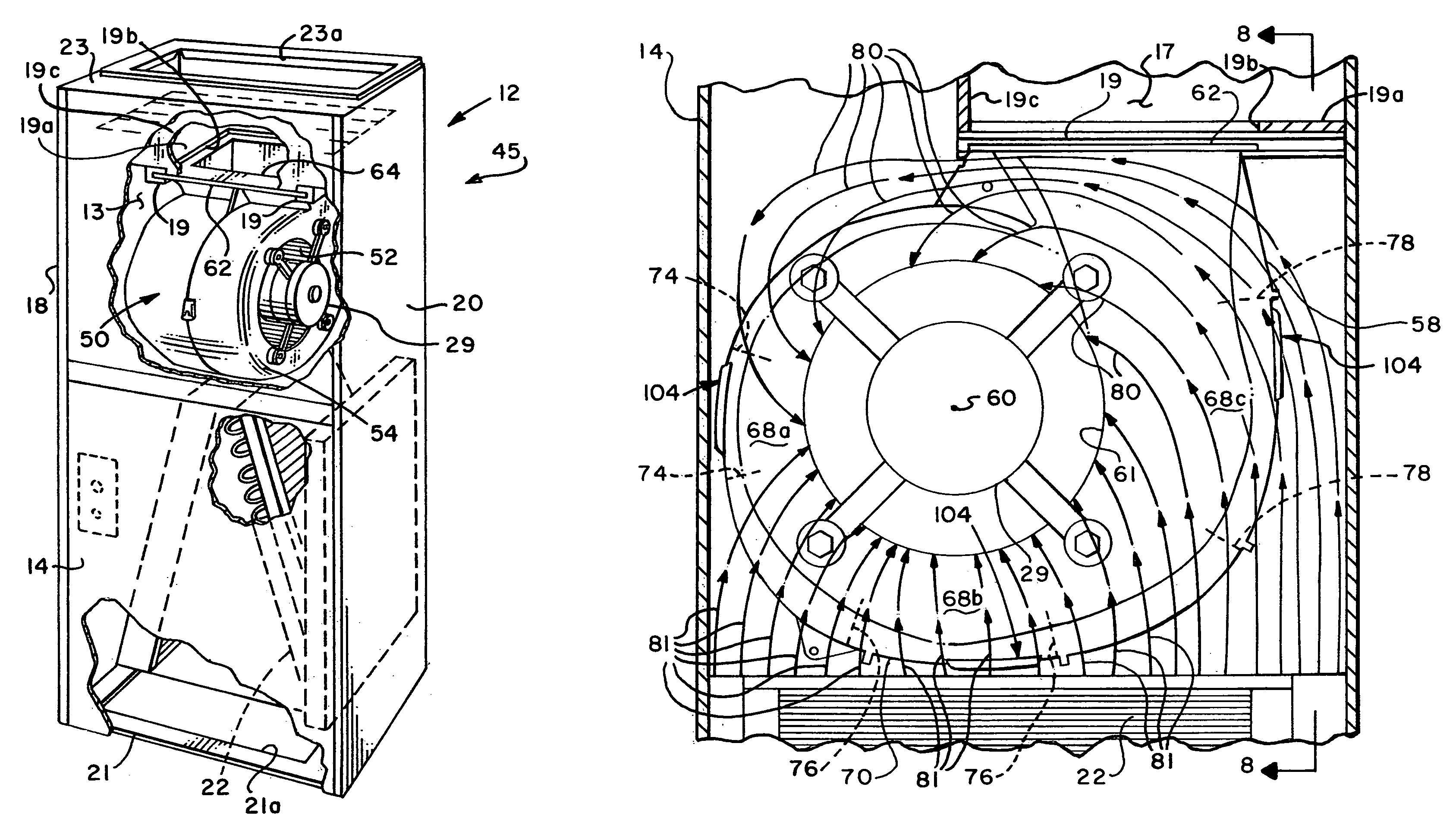 Blower housing and cabinet with improved blower inlet airflow distribution