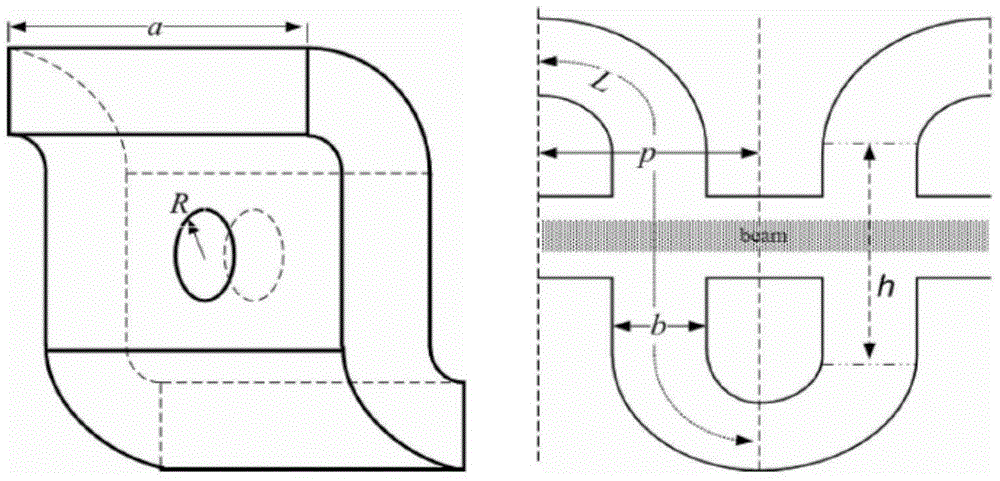 Connecting structure for cascading folded waveguide