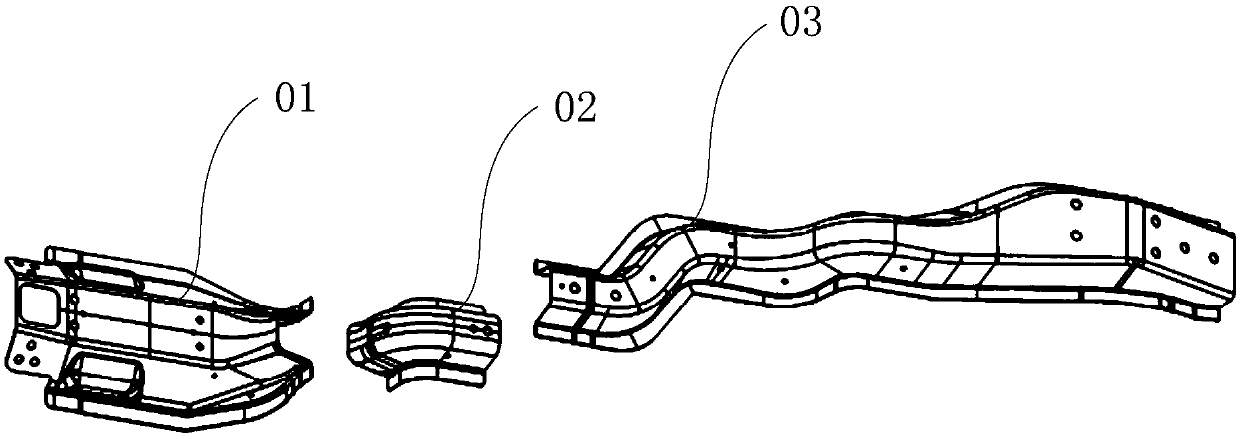 Truck floor longitudinal beam and longitudinal beam drawing die