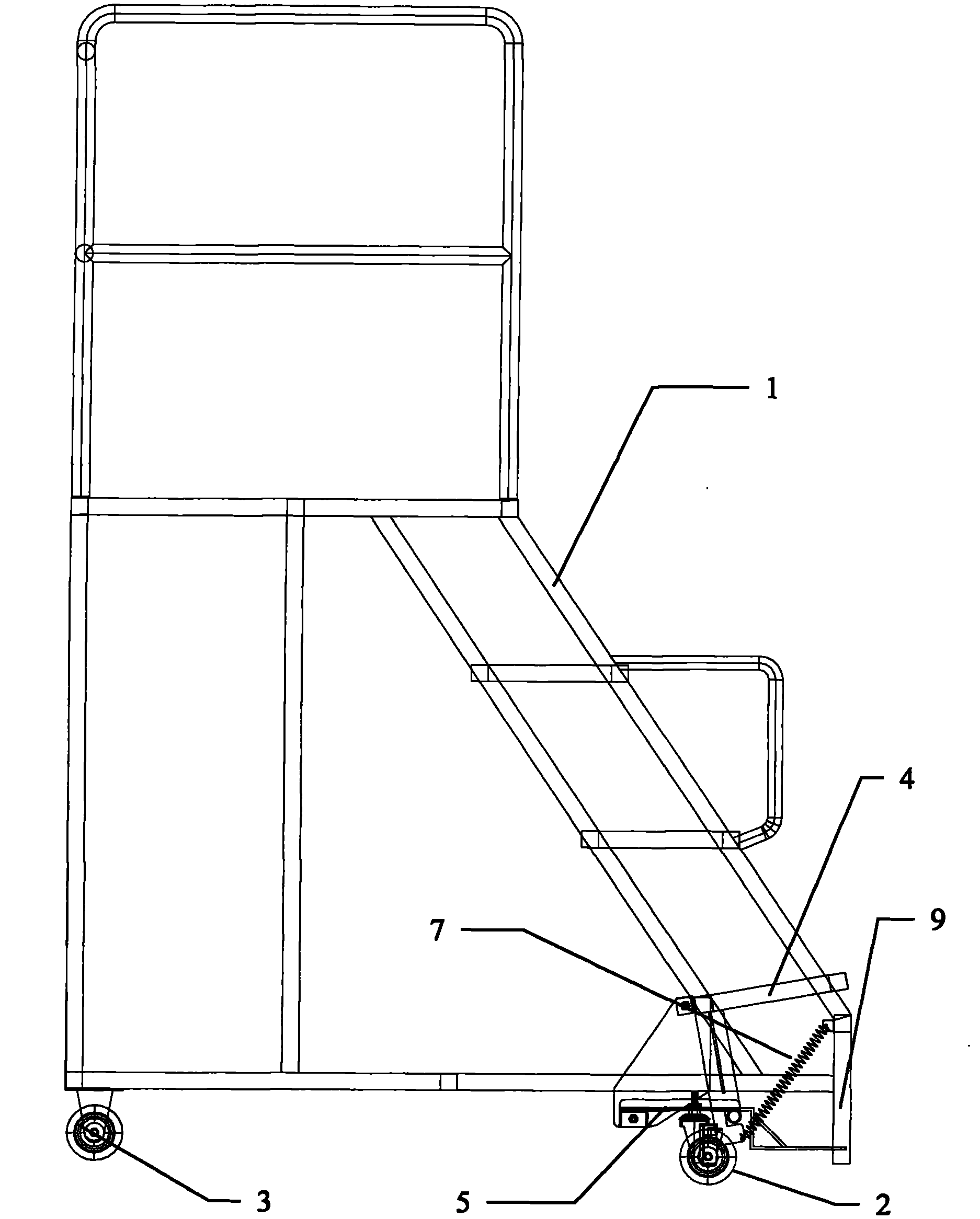 Positioning device for moveable step ladder