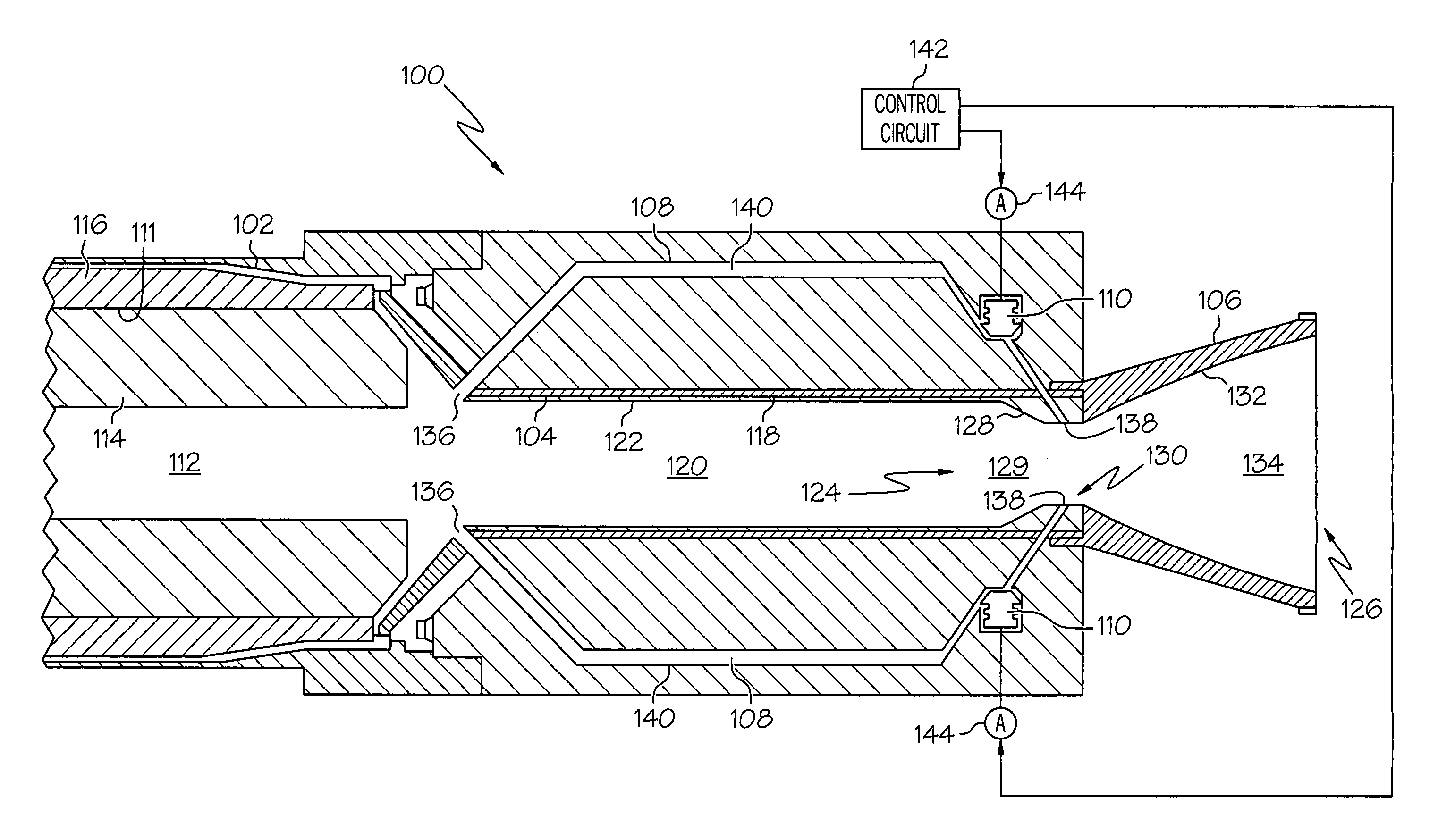 Rocket motor nozzle throat area control system and method