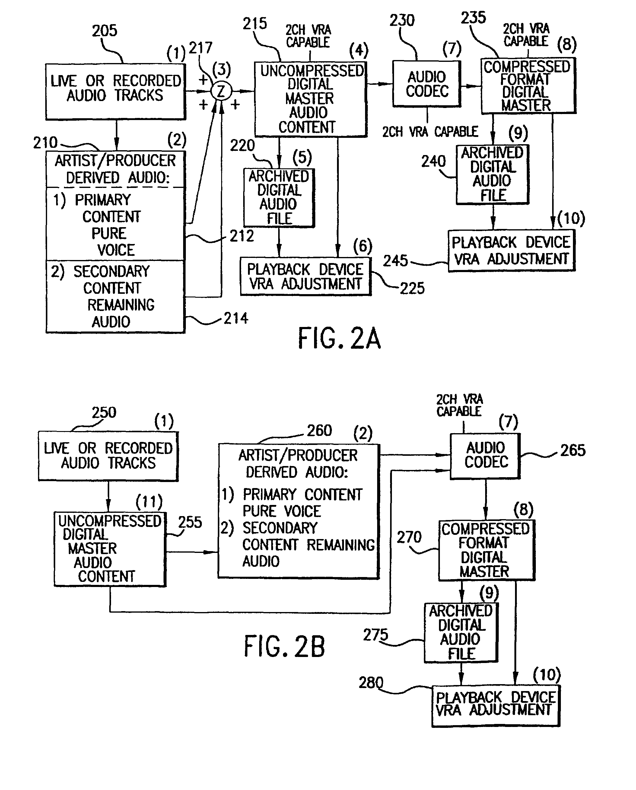 Techniques for accommodating primary content (pure voice) audio and secondary content remaining audio capability in the digital audio production process