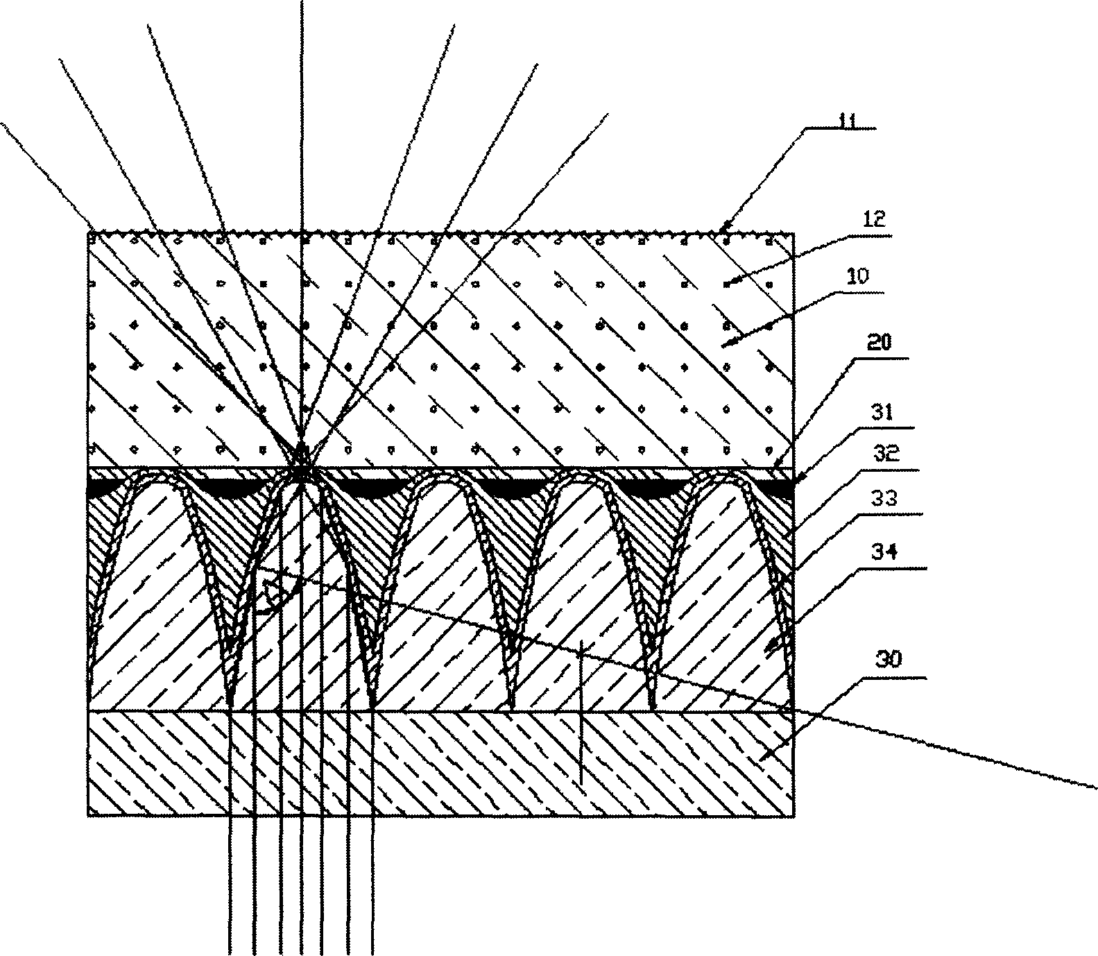 Cylindrical lens component and producing method, rear projection screen and rear-projection television