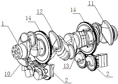 A five-cylinder diesel engine crankshaft balance system