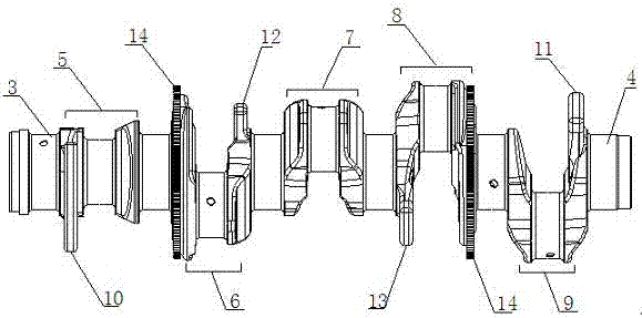 A five-cylinder diesel engine crankshaft balance system