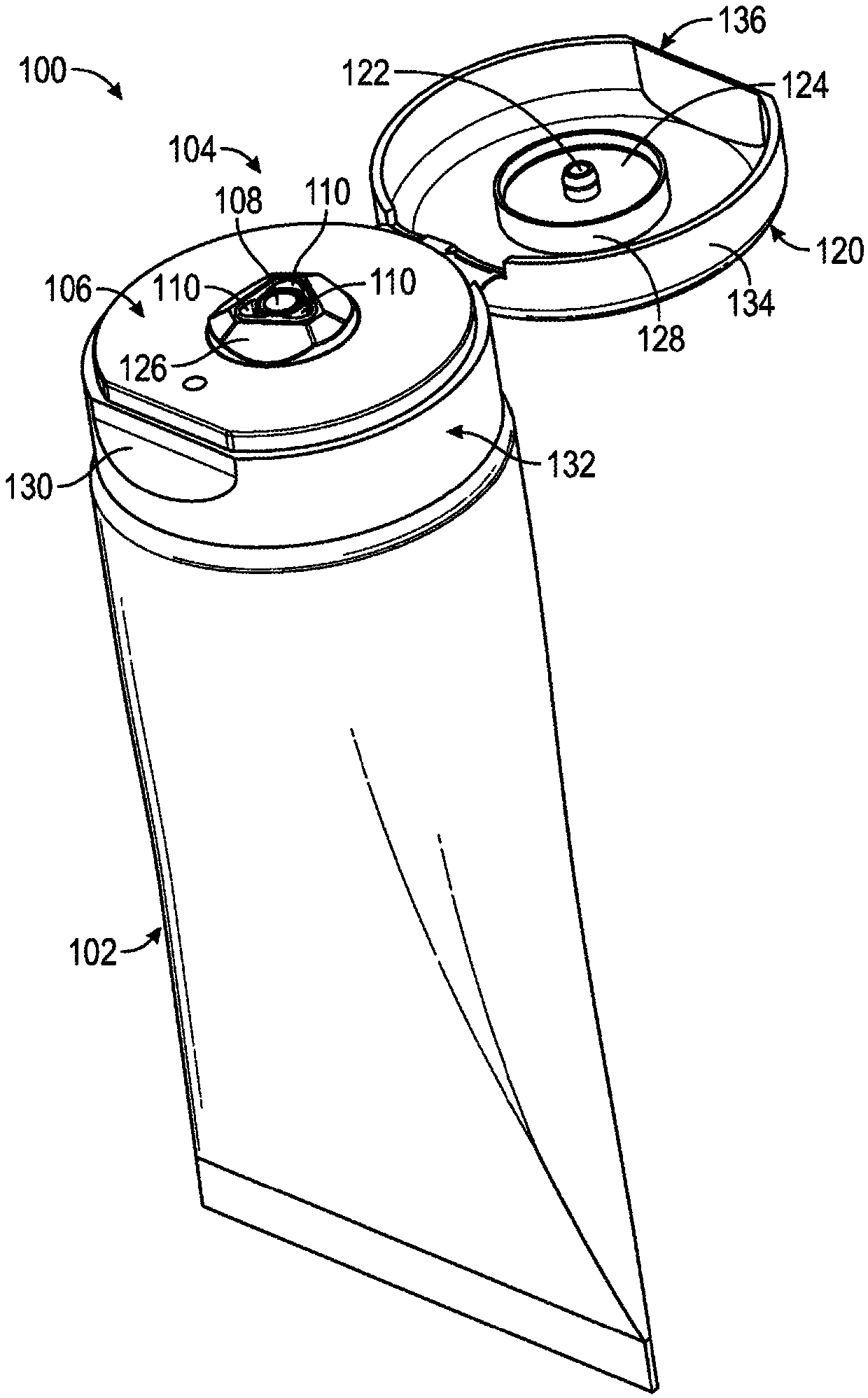Multi-chamber tube container and cap