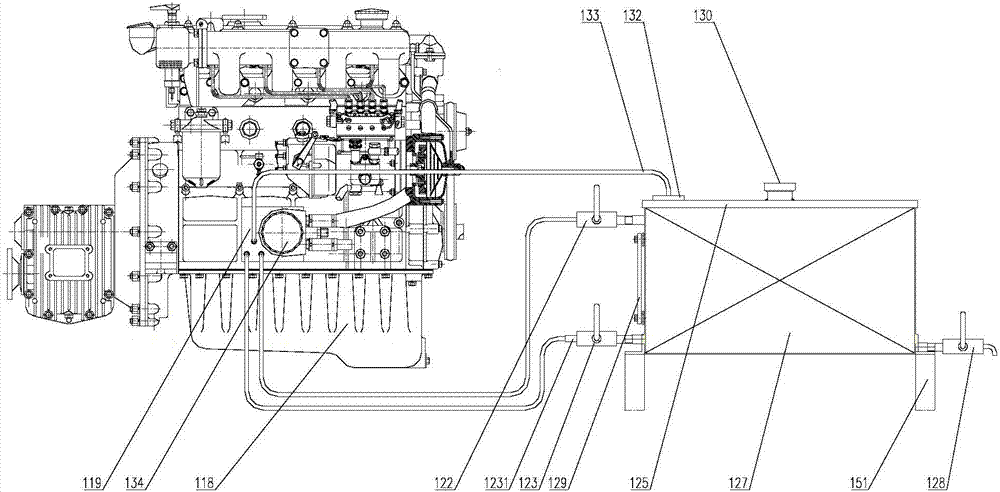 Engine oil flow configuration method for lubricating system for throwing boat diesel engine
