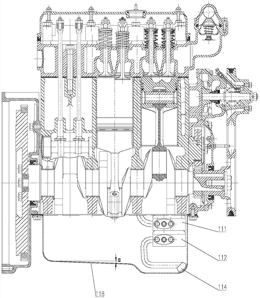 Engine oil flow configuration method for lubricating system for throwing boat diesel engine