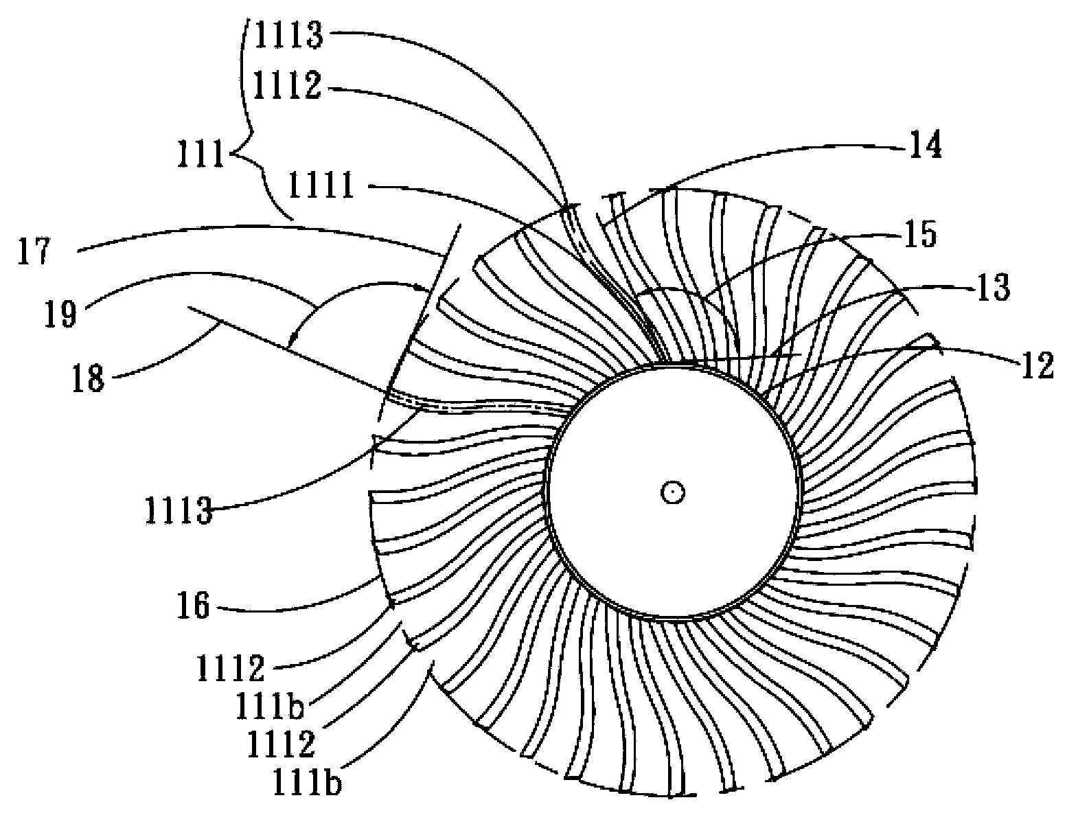 Centrifugal fan blade structure