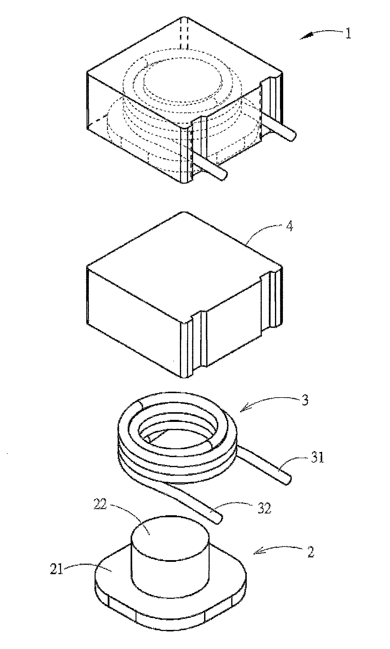 Magnetic device with high saturation current and low core loss