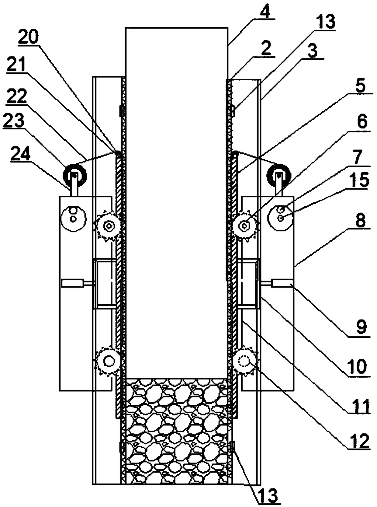 Straight-type wall body constructional column construction device