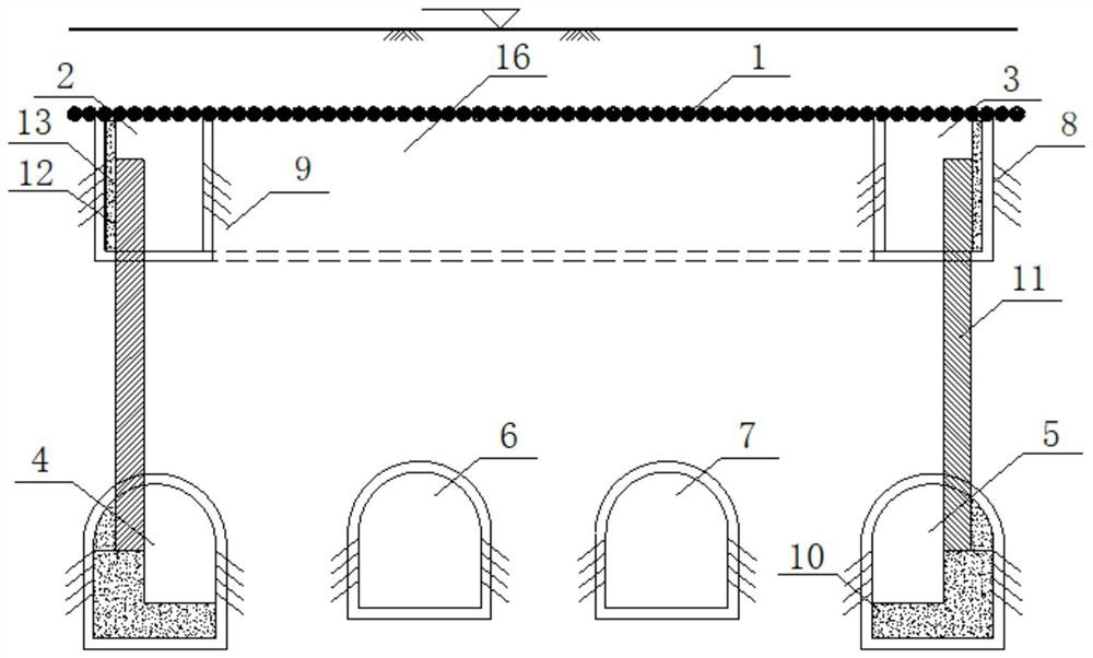 Subway station construction method combining small-diameter jacking pipe with double-layer six-hole pile