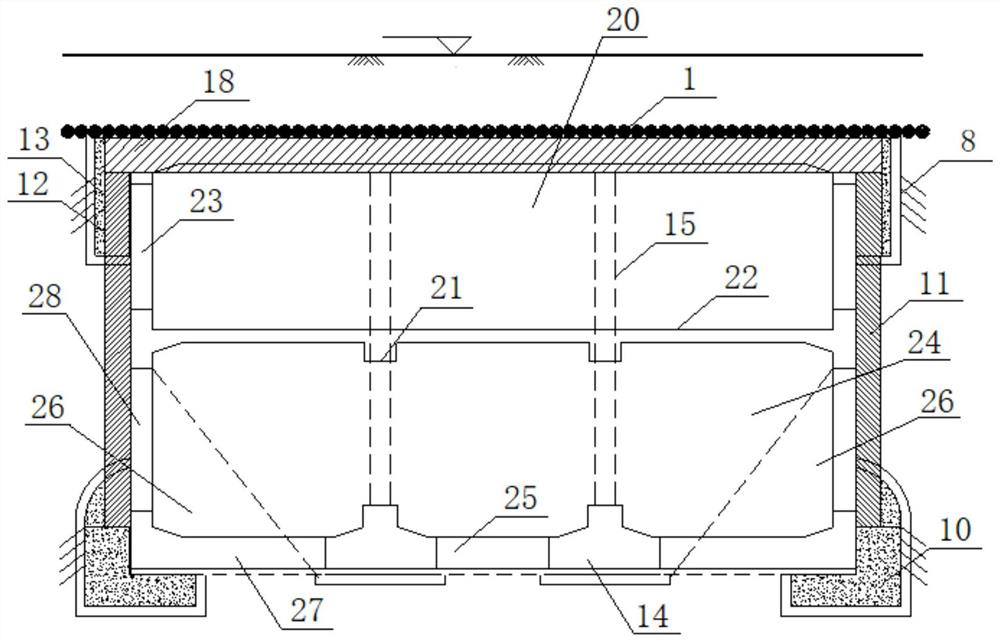 Subway station construction method combining small-diameter jacking pipe with double-layer six-hole pile