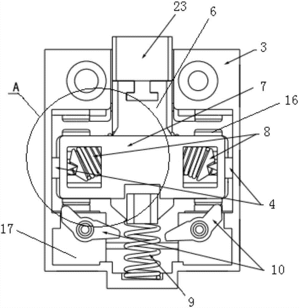 Switch core part structure capable of preventing action dead point