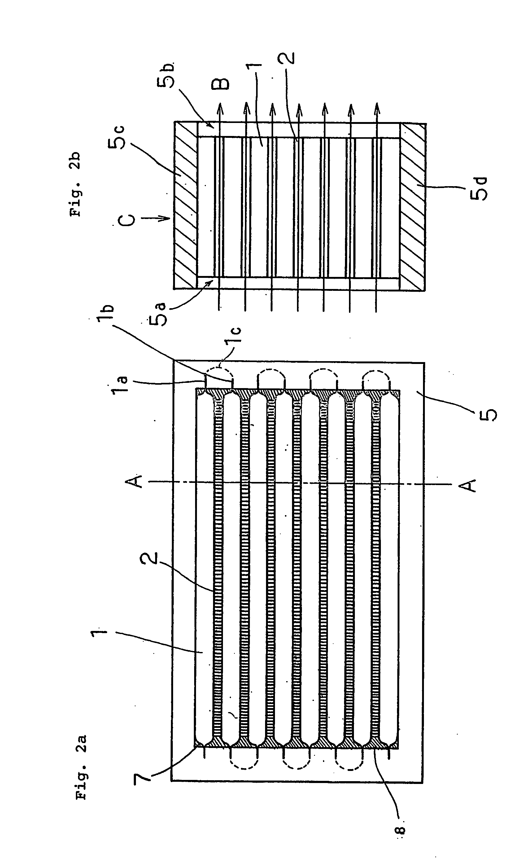 Radiating member for laminated battery and method of manufacturing the same