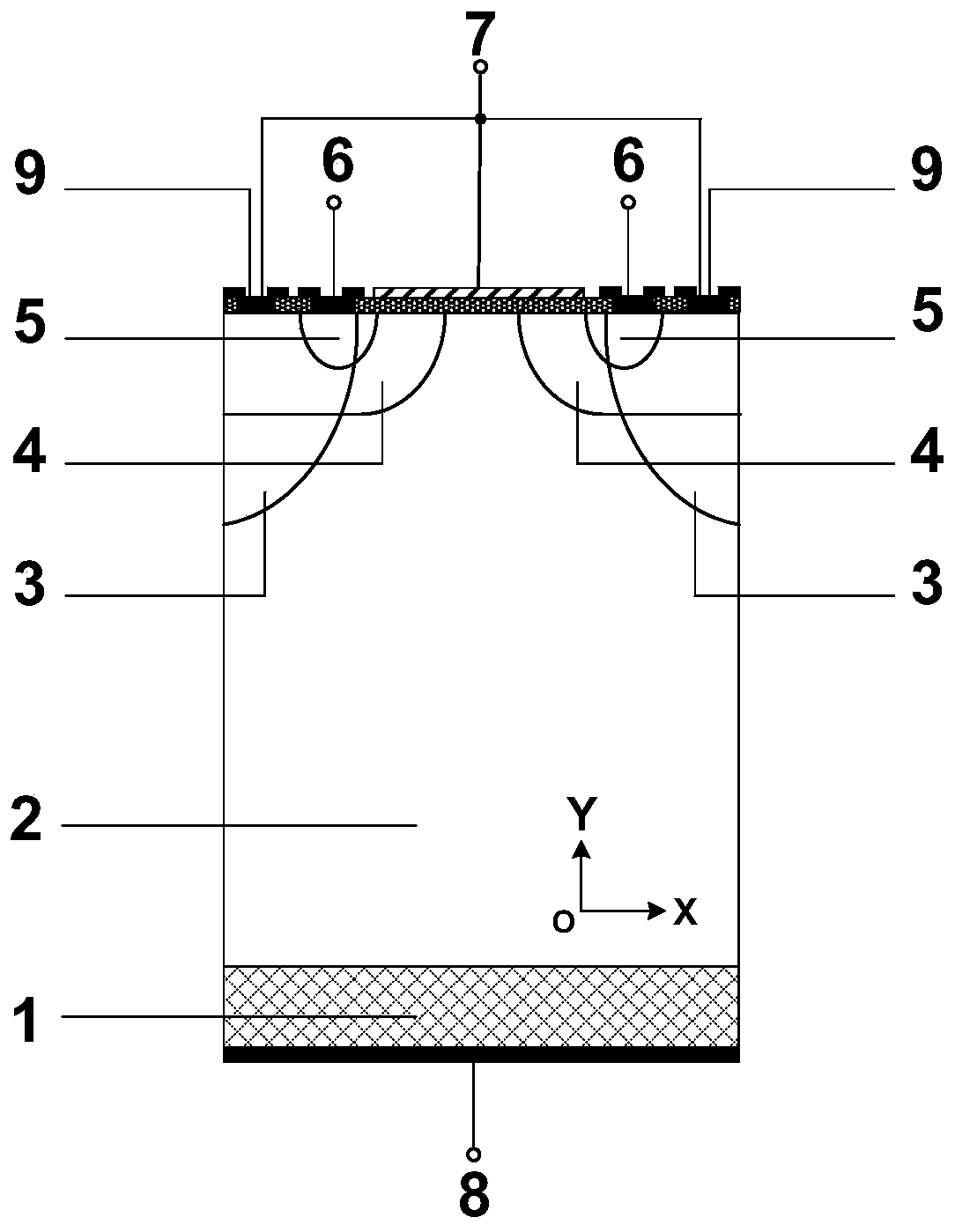 Gate control bipolar-field field effect composite element semiconductor based vertical double-diffused metal oxide semiconductor transistor