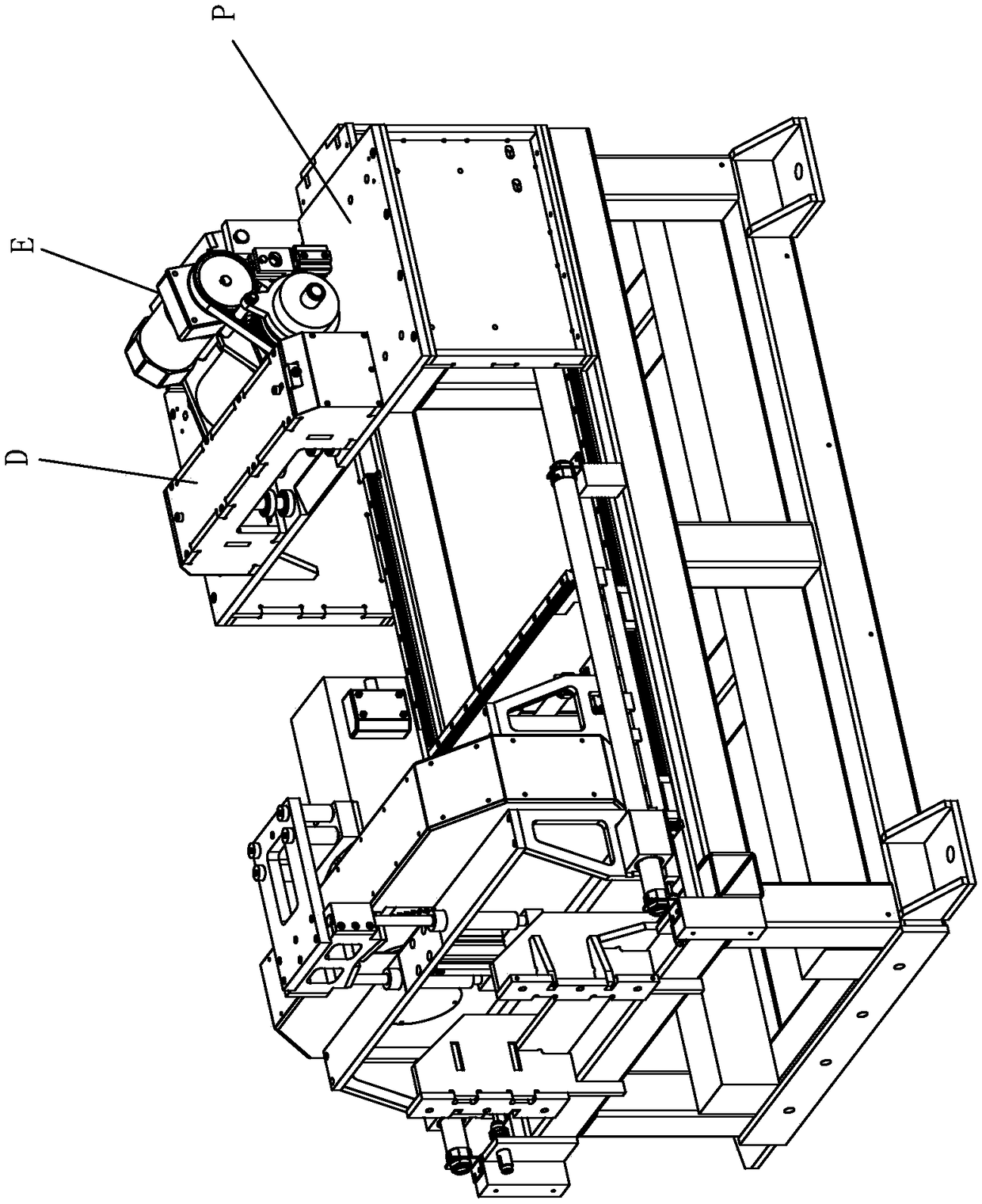 Wood strip saw outputting assembly for wood processing machine