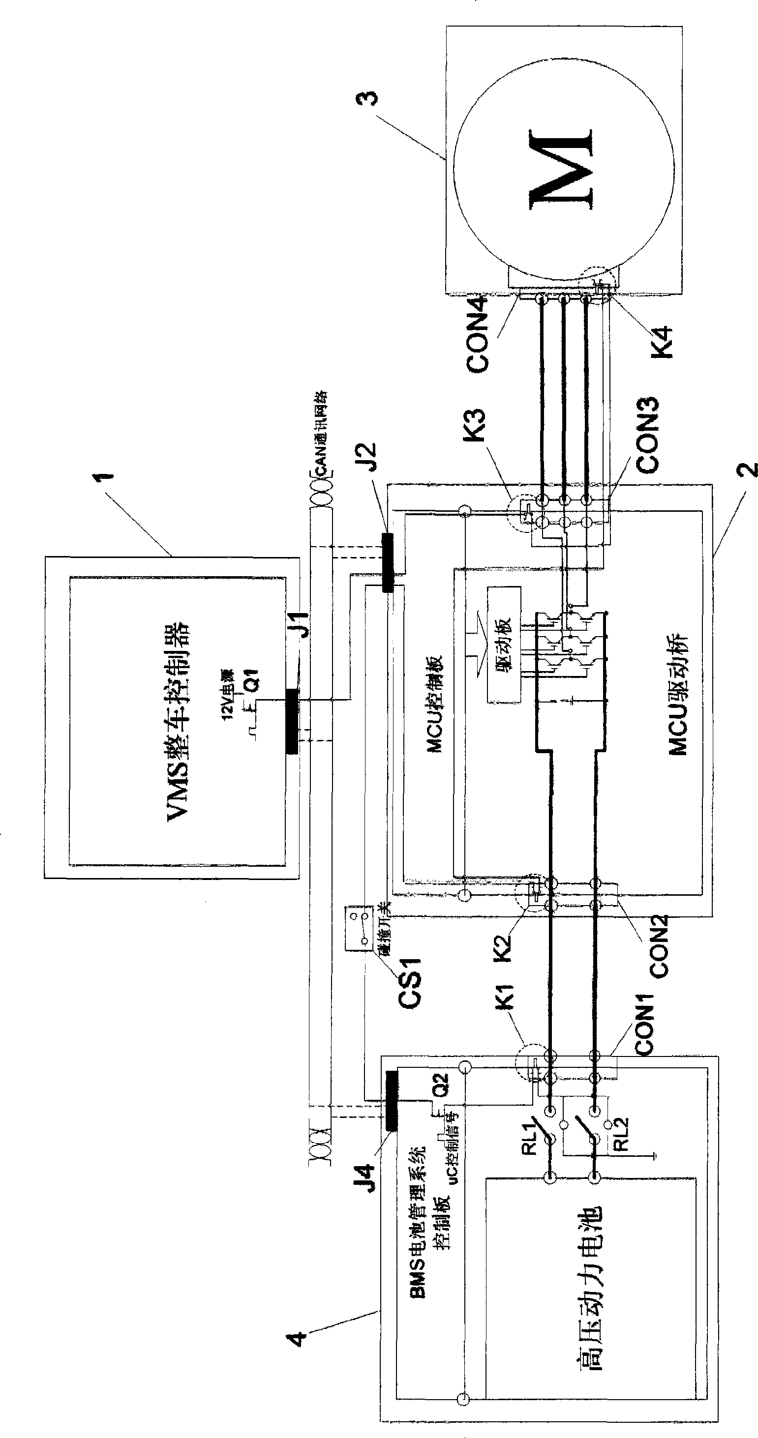 High-voltage double-loop safety system of electric vehicle and method thereof