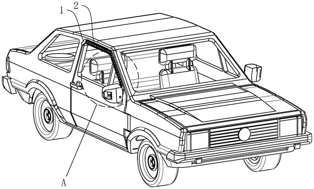 Automobile sun and rain shield with LED (light-emitting diode) lamp