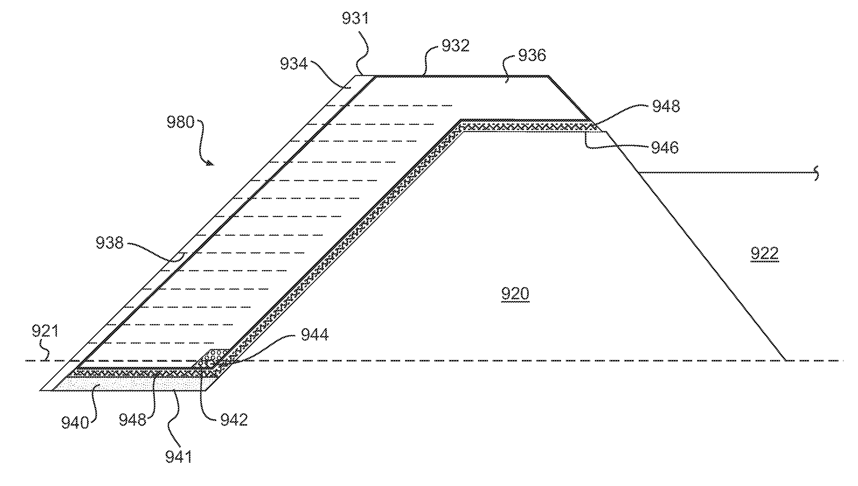 System and method for strengthening a sloped structure such as a berm, basin, levee, embankment, or the like