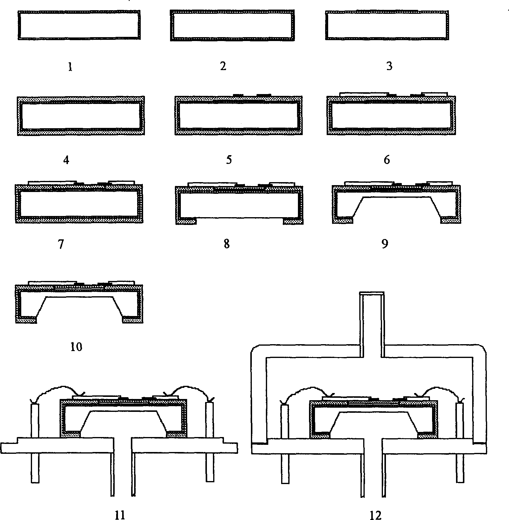 Method for mfg. microstructure resonance beam pressure sensor using SiNx as beam