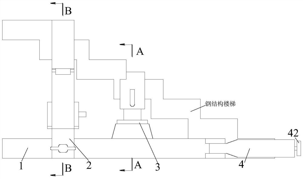 A fixed-point installation support device for steel structure building stairs