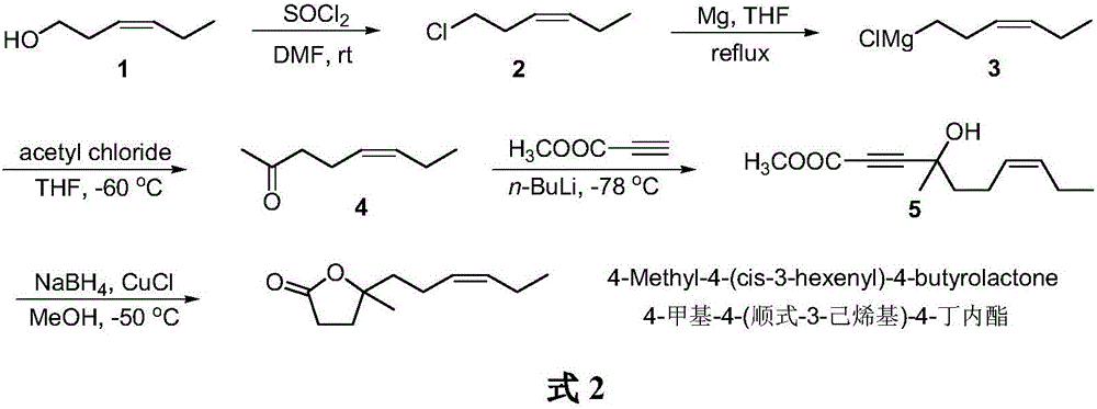 Synthetic method of 4-methyl-4-(cis-3-hexenyl)-4-butyrolactone