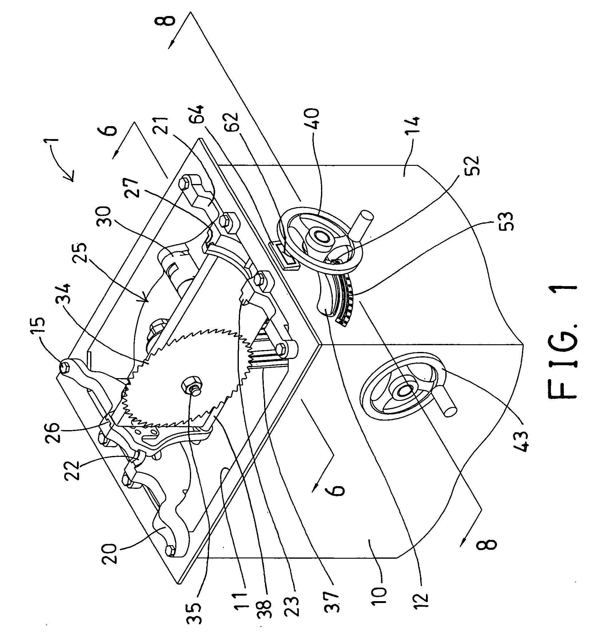 Angle indicating device for table saw