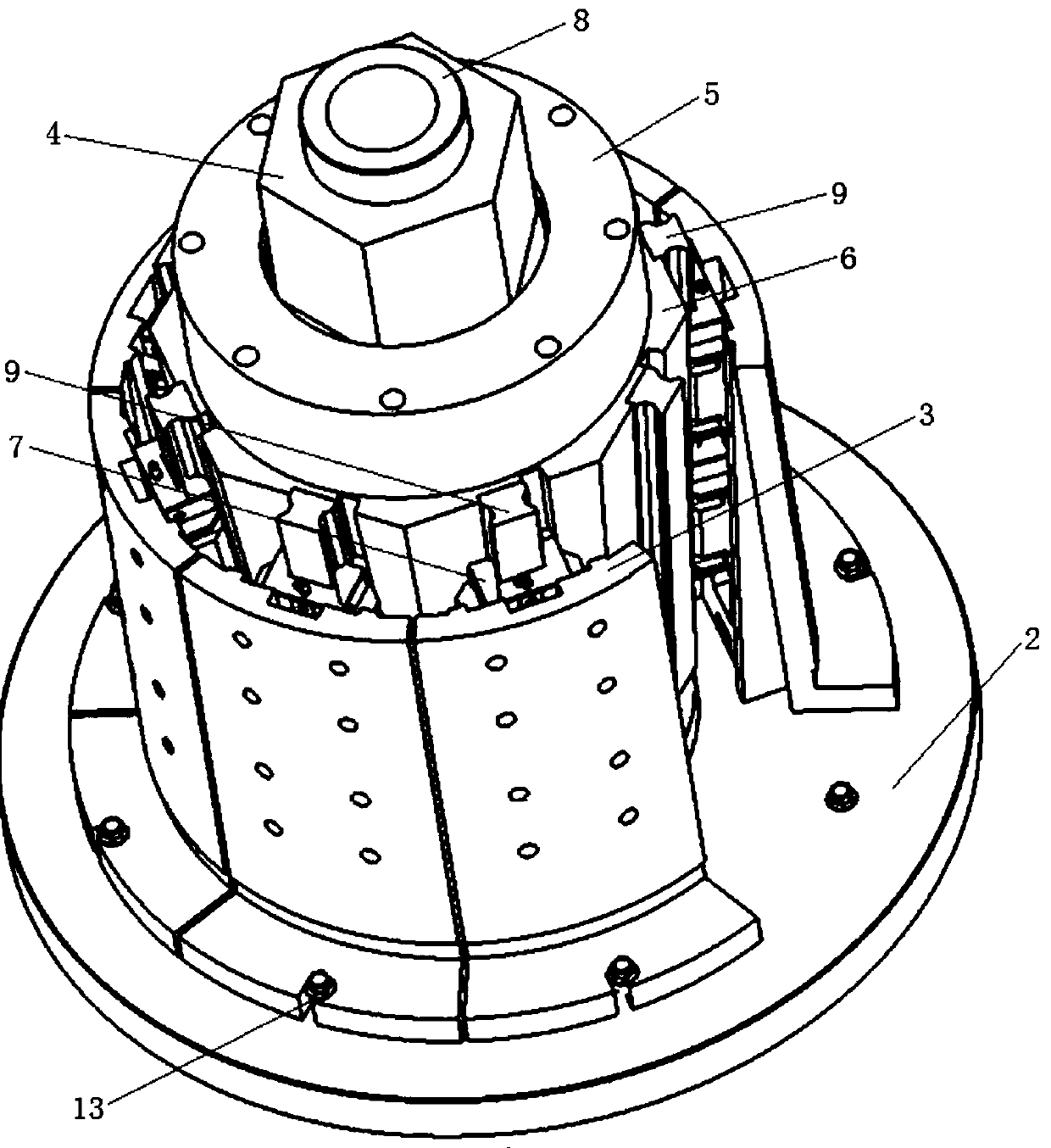 Bulging tooling and clamping method for large-size thin-walled cylindrical parts