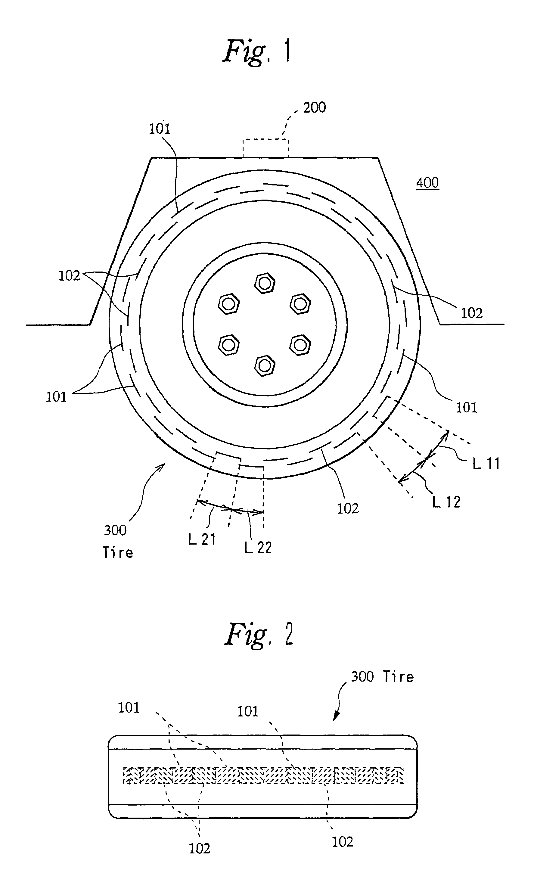 Method for detecting strain state of tire, device for detecting strain state, and the tire