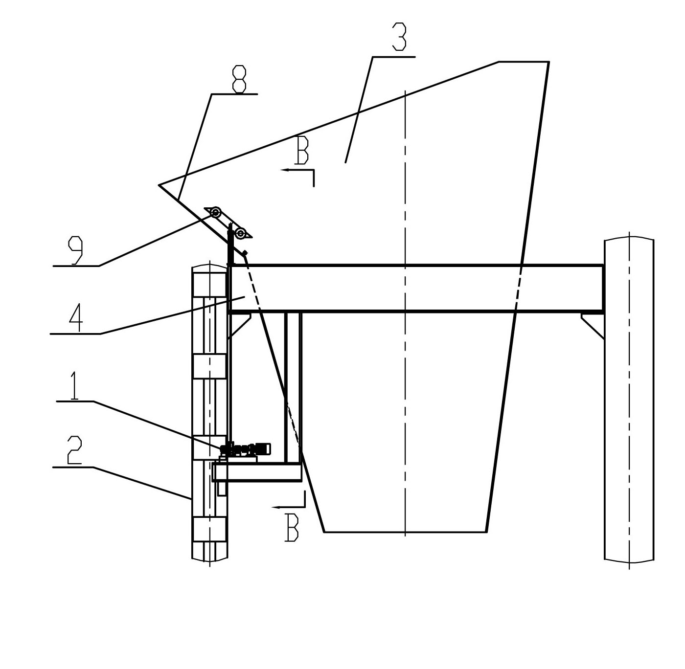 Grate distributing hopper with automatic swiping device