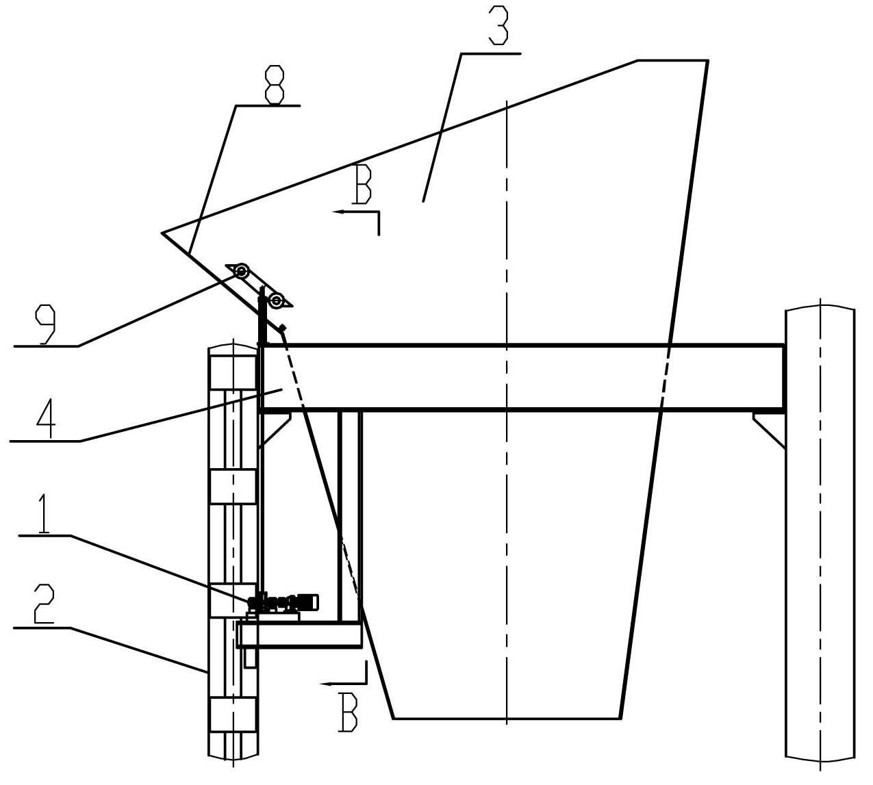 Grate distributing hopper with automatic swiping device