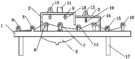 Glue coating device for producing garment fabric