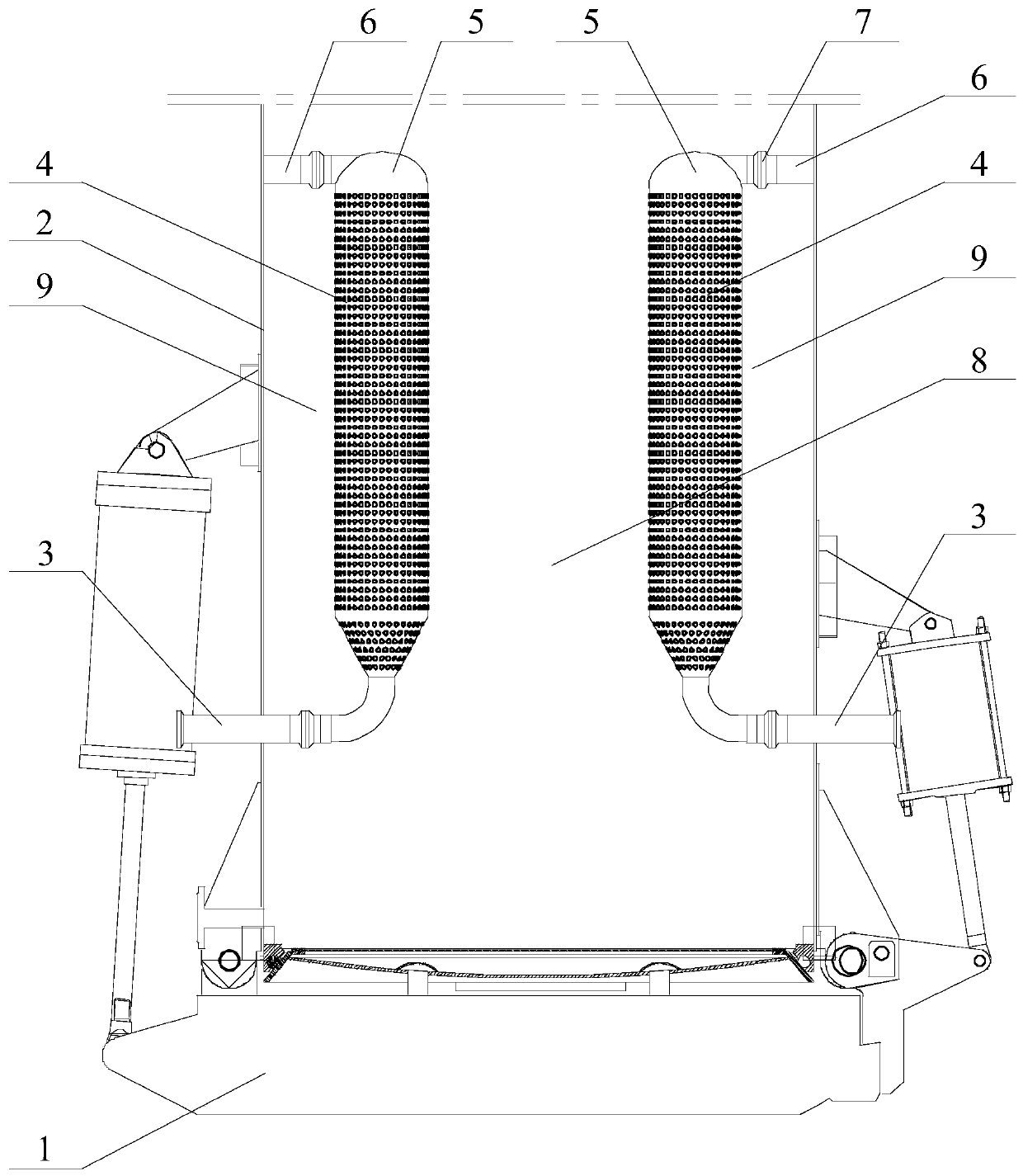 Cylindrical embedded filtering device of traditional Chinese medicine extraction tank