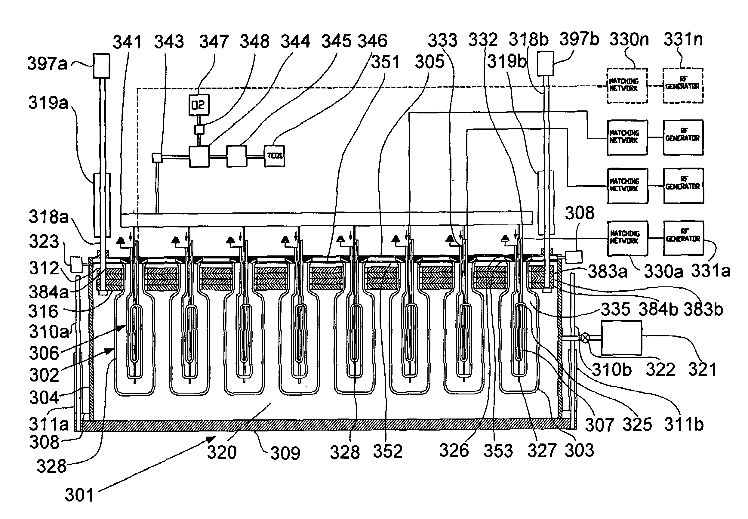 RF antenna assembly having an antenna with transversal magnetic field for generation of inductively coupled plasma