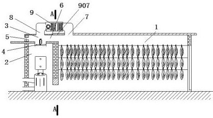 Bulk curing barn structure and gas-water separation moisture removal and wet bulb temperature control method