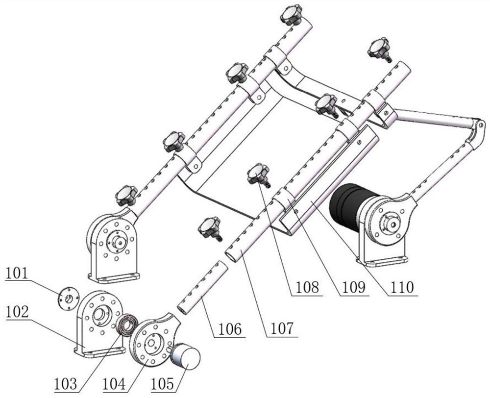 Hip, knee and ankle active and passive training rehabilitation apparatus based on four-bar mechanism