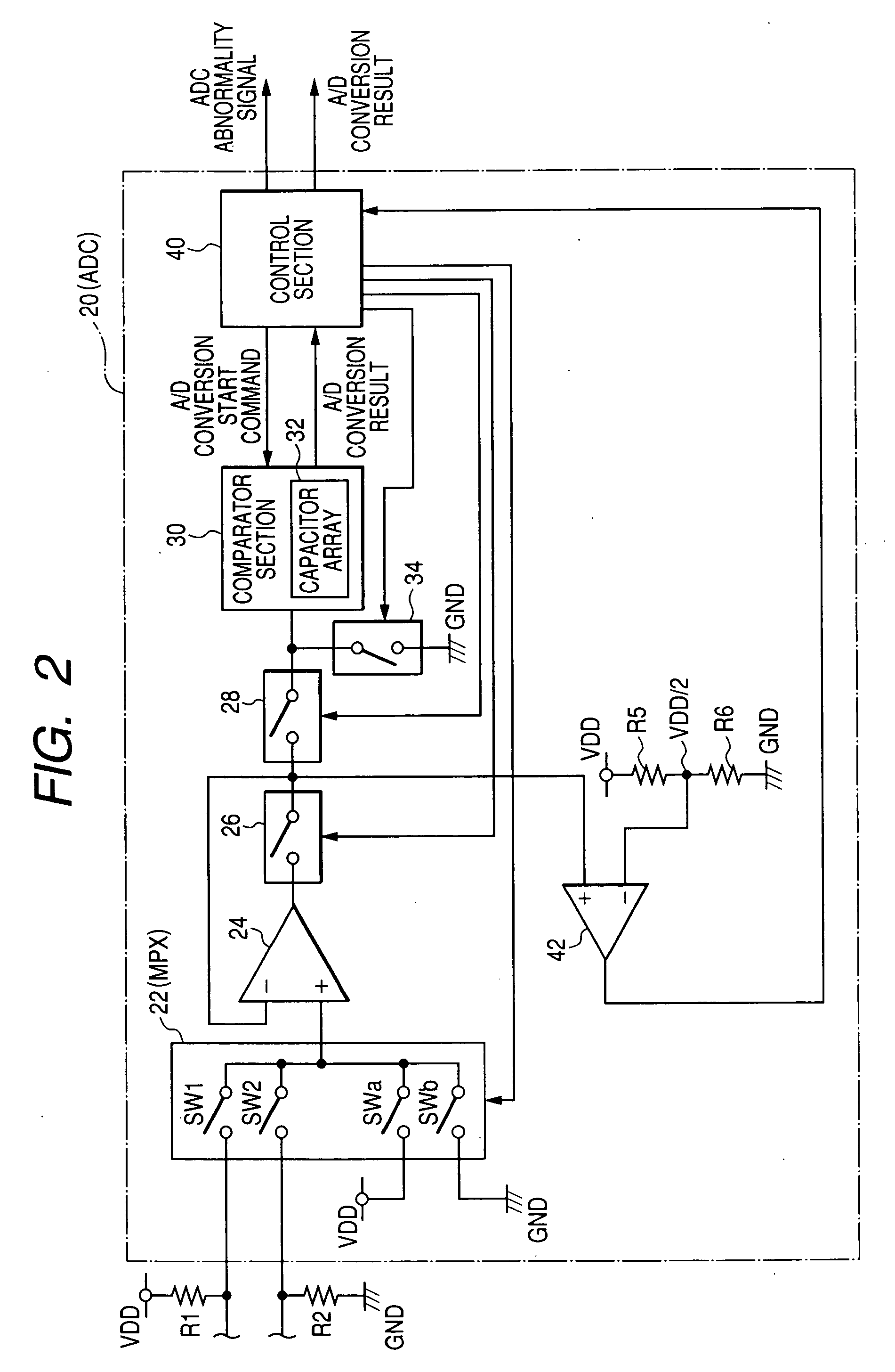 A/D converter device and electronic control apparatus including same