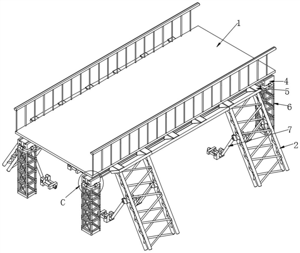 Light steel frame bridge structure and erecting method thereof