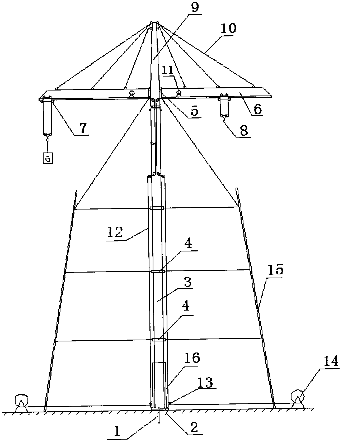 Extra-high voltage large-span iron tower assembling method