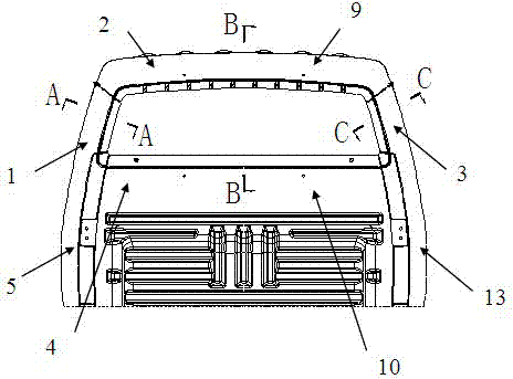 Assembly-welding type automobile rear wall window frame