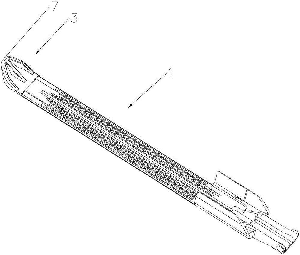 Endoscope linear cut stapler nail abutting groove with nose