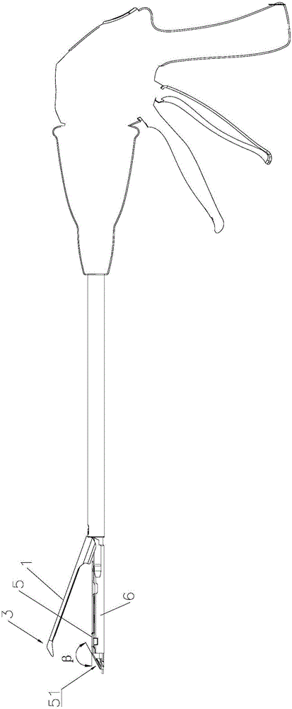 Endoscope linear cut stapler nail abutting groove with nose