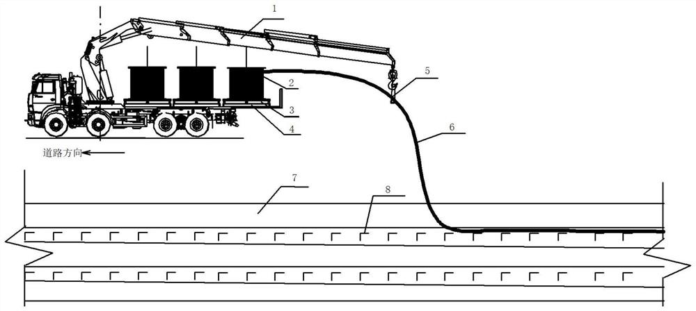 Long-distance large-diameter cable laying system and method under complex terrain