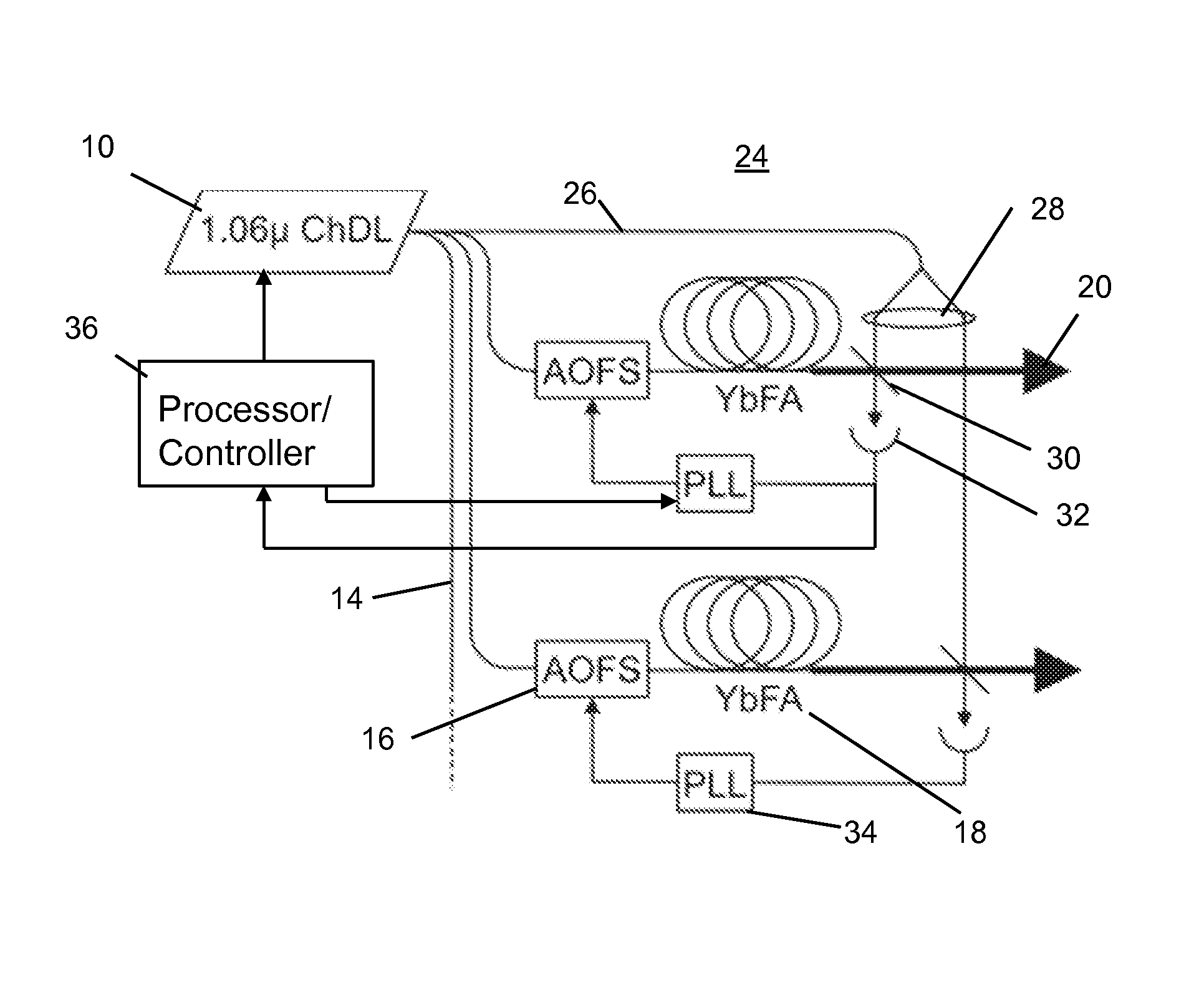 Frequency-chirped semiconductor diode laser phase-locked optical system