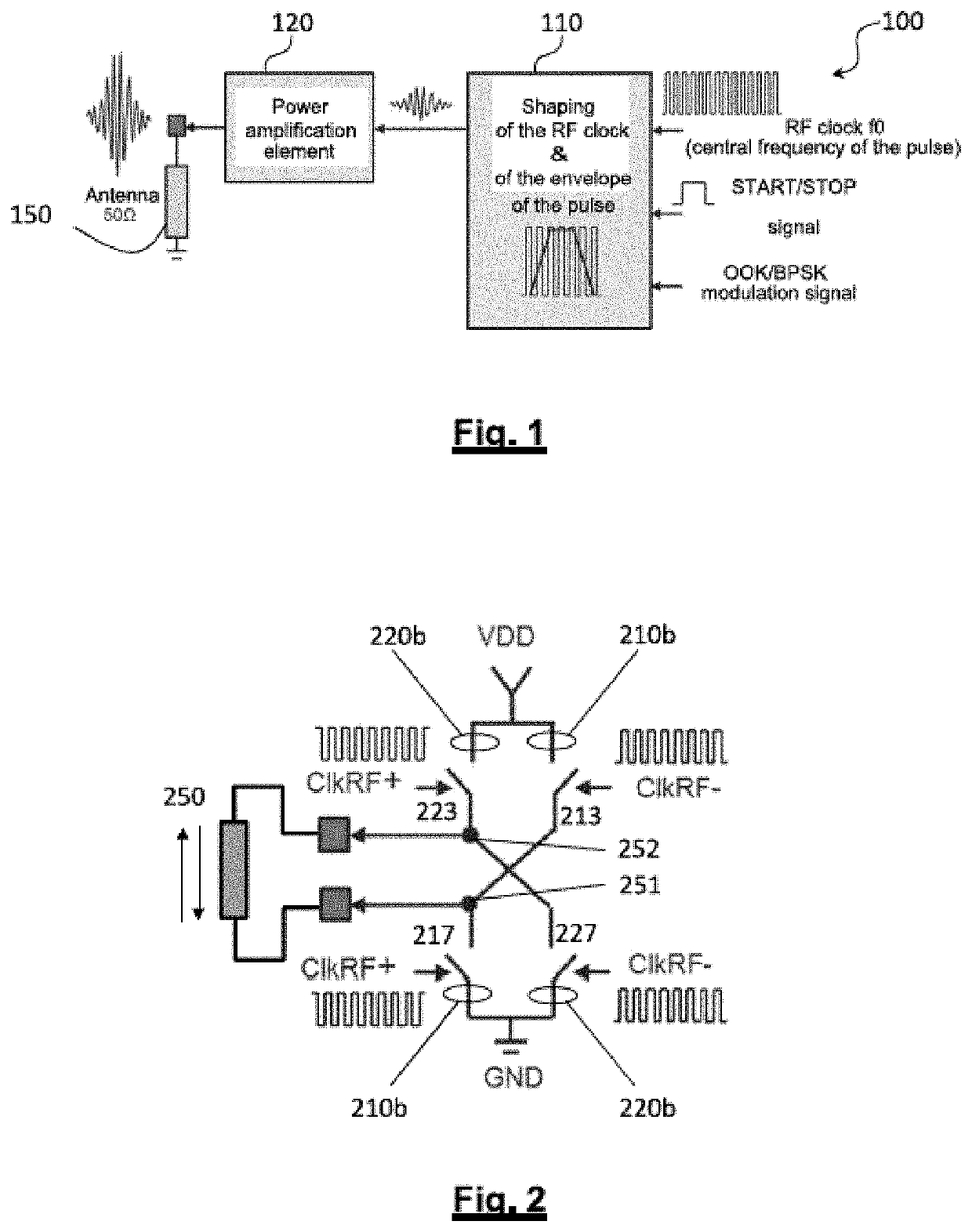 Very-low-consumption reconfigurable-waveform compact UWB emitter