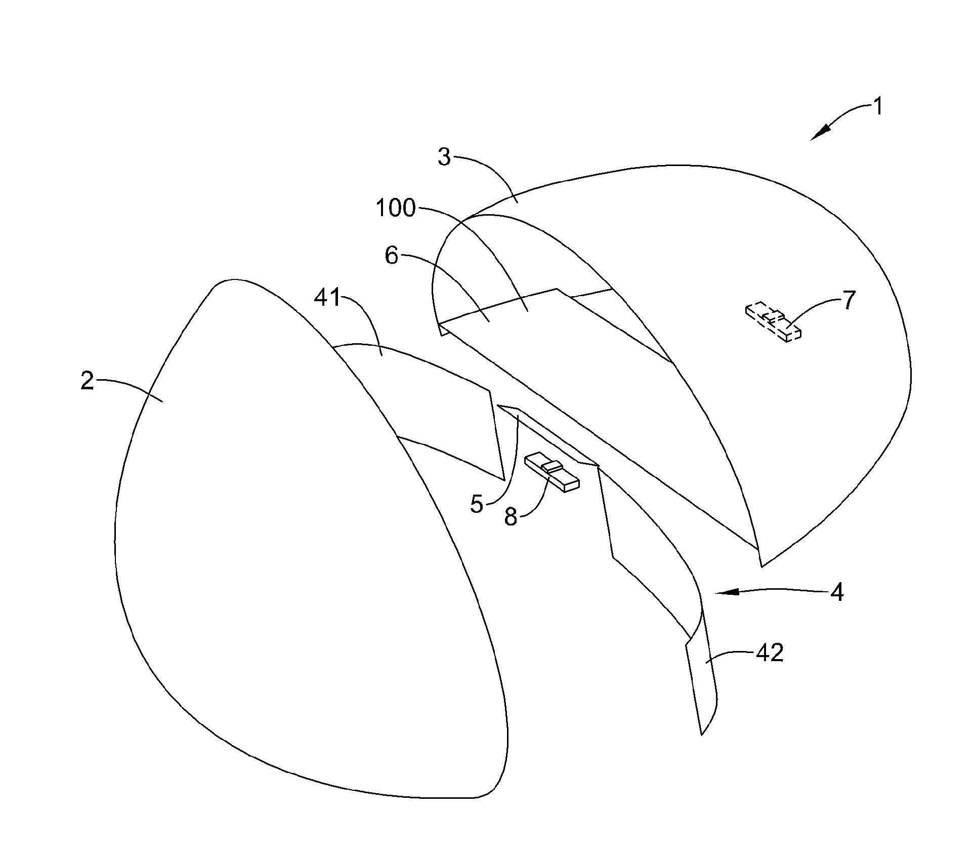 Vehcile headlamp with both low-beam and high-beam and devoid of moving parts