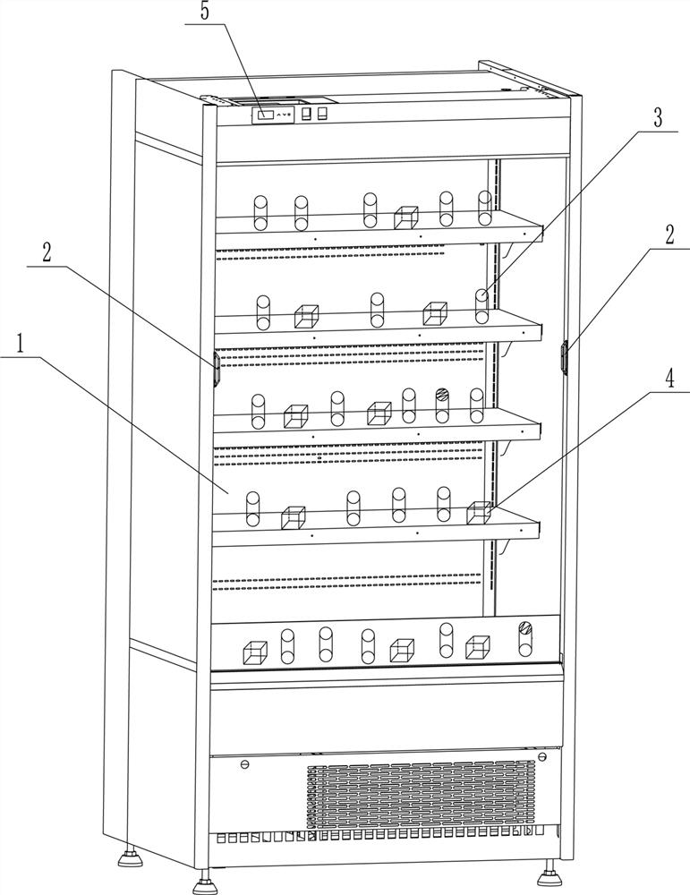 Commodity purity detection method for vertical air curtain cabinet