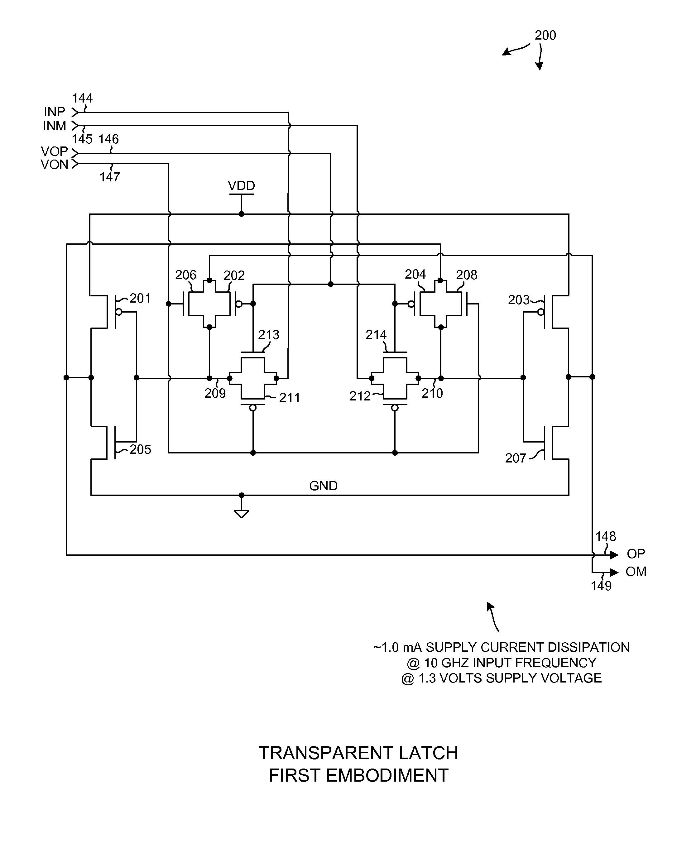 Low power complementary logic latch and RF divider
